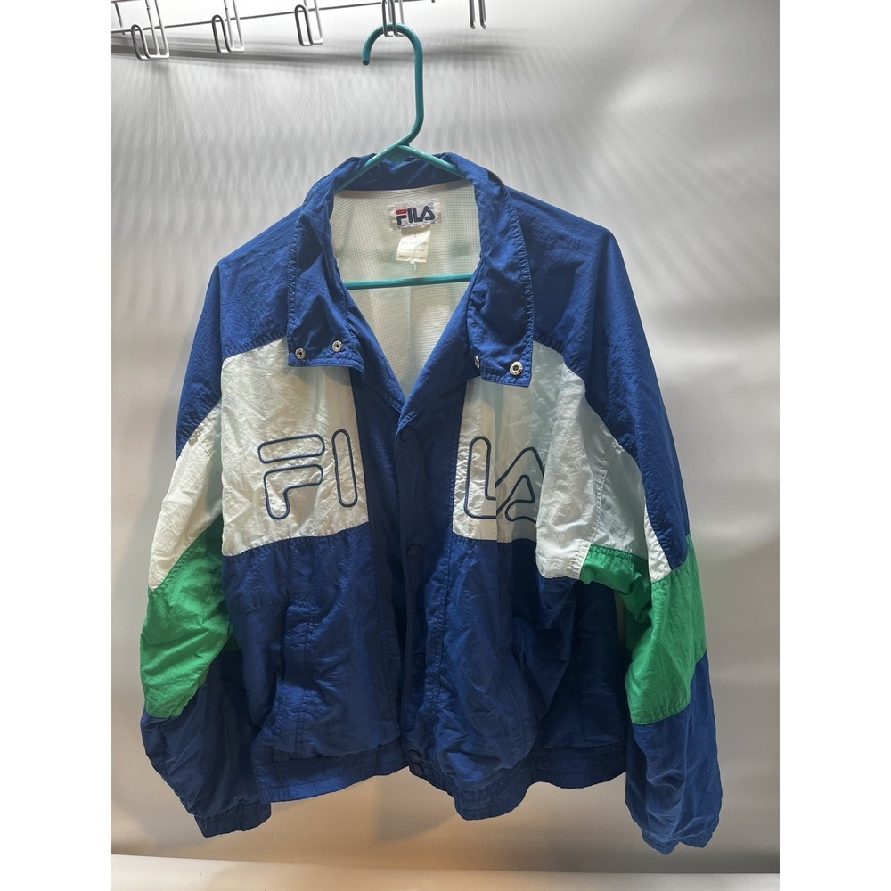vintage‎ FILA windbreaker Track jacket blue, white, green colorblock Large L Y2K